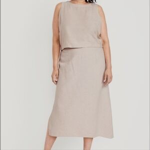 Old Navy Womens Plus Size      Off White Linen Midi Skirt